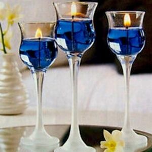 PartyLite Elegant Blue Glass Candle Holders